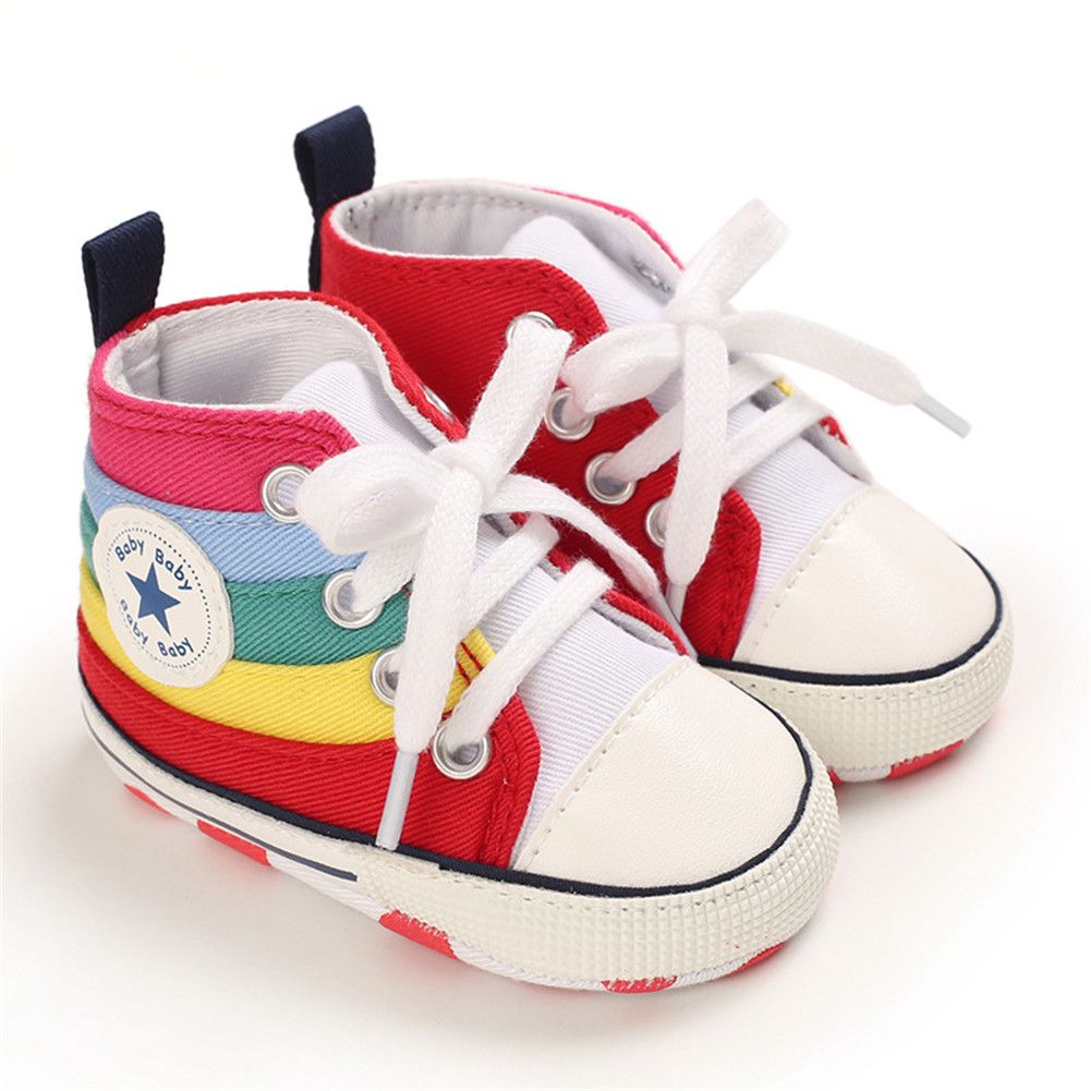 Yfashion 1 Pair Of Baby Shoes Canvas Soft Sole oddler Shoes For 3-12 Months Babies color