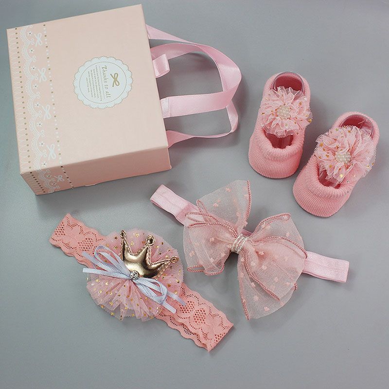 3Pcs/Set Bow Lace Baby Girl Headband Socks Set Newborn Hair Bands Hair Accessories