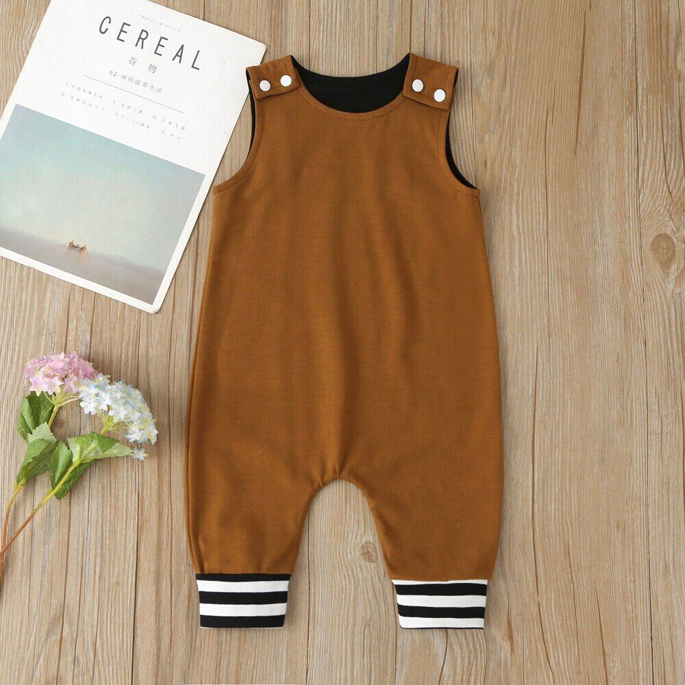 2020 Baby Summer Clothing Newborn Baby Girl Boy Solid Romper Sleeveless Striped Jumpsuit Outfits Sunsuit Clothes