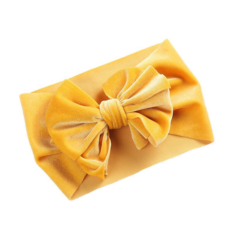 Soft Velvet Baby Girl Headband Solid Color Big Bow Baby Turban Headband For Newborn Children Kid Headgear Baby Hair Accessories