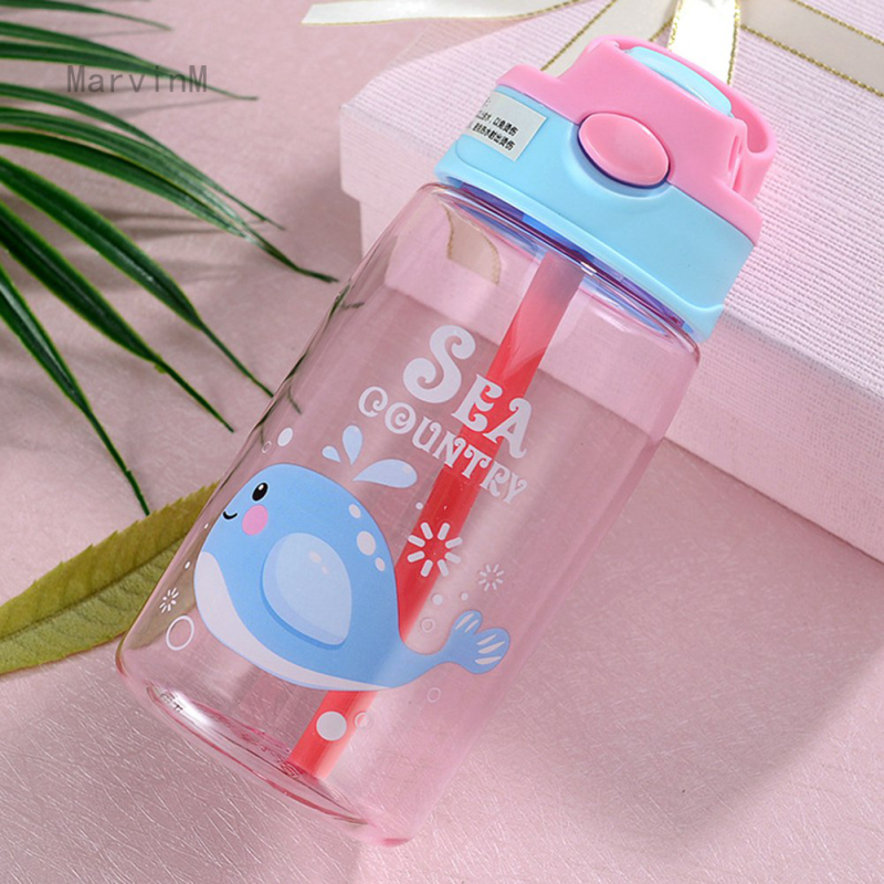 480ML Kids Water Cup Creative Cartoon Baby Feeding Cups With Straws Leakproof Water Bottles Outdoor Portable Children's Cups