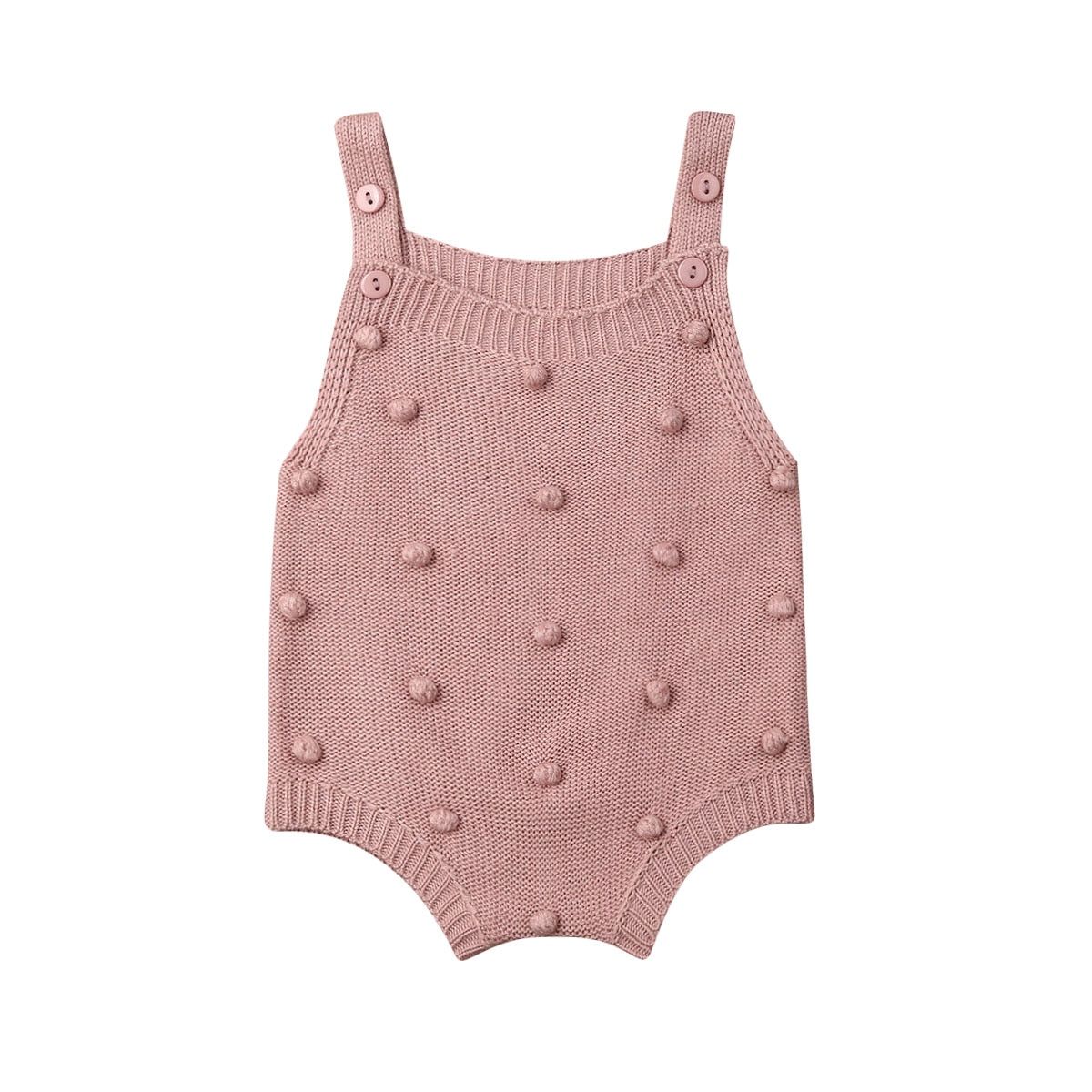 Spring Newborn Baby ​Clothing Baby Boy Girl Knitted Rompers Solid ​Jumpsuit Ruffle Sleeveless One-Piece Clothes