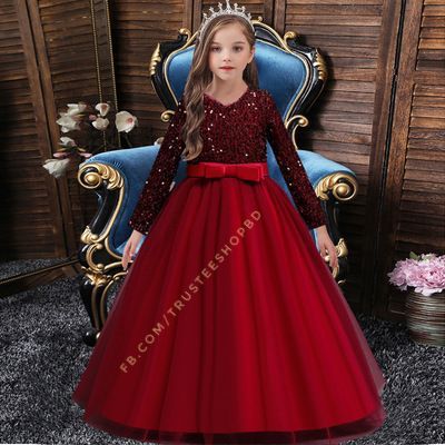 Long full sleeve china imported sequins Princess Dress  Eid Birthday Newyear party  Dress by Trustee shop