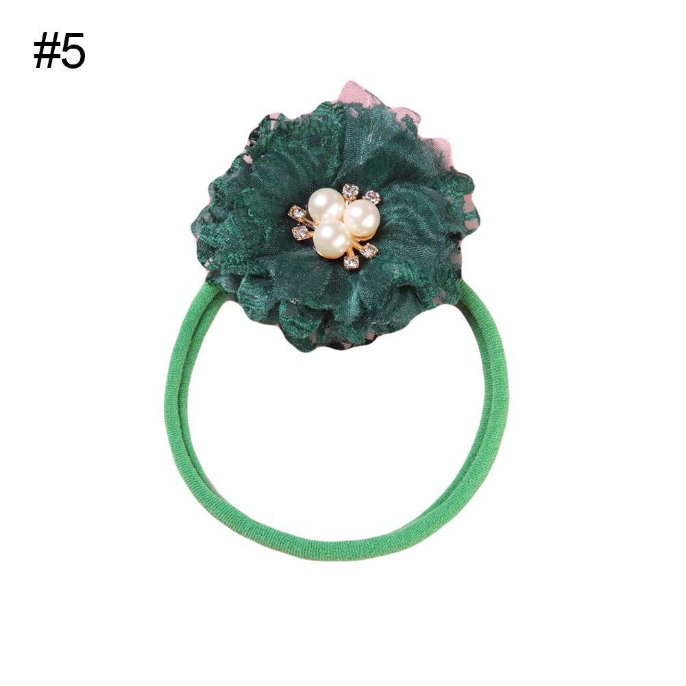 Baby Girl Flower Rhinestone Faux Pearl Headband Thin Hair Band Headwear Decor