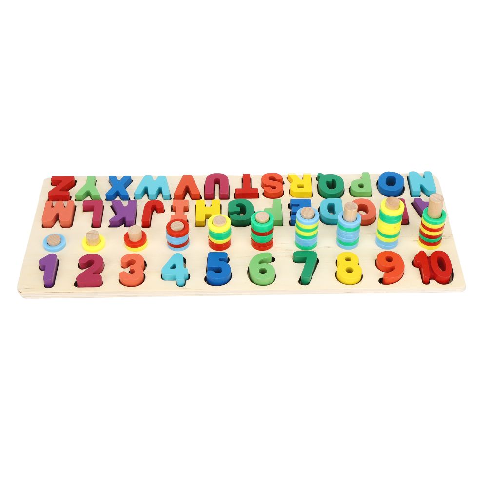 Puzzle Toy Wear-Resistant Alphabet Protable Wood Material Bright Colors Non-Toxic Durable for Children Kids