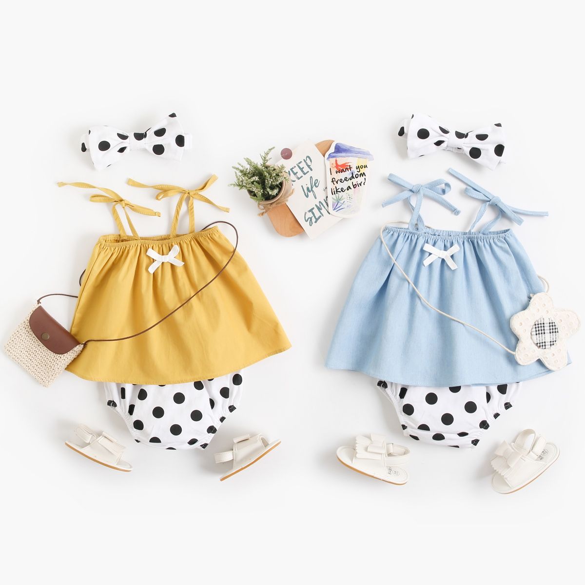 Summer Cotton Baby Girls Clothing Sets 2pcs Cute Fashion Polka Dots Infants Girls Outfits