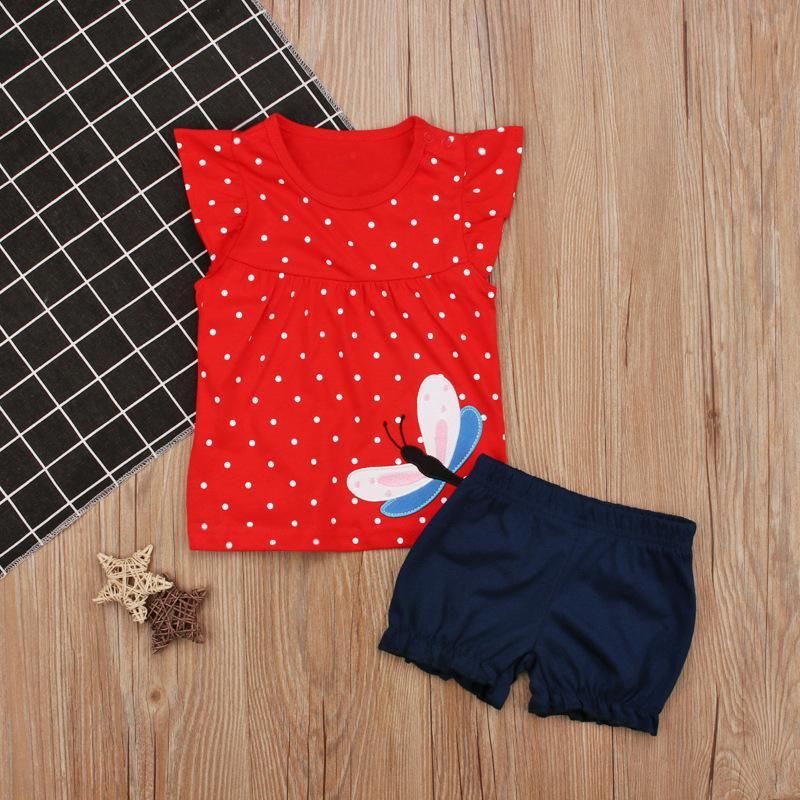 2 Pcs Summer Short Sleeve Tops and Shorts for Girls