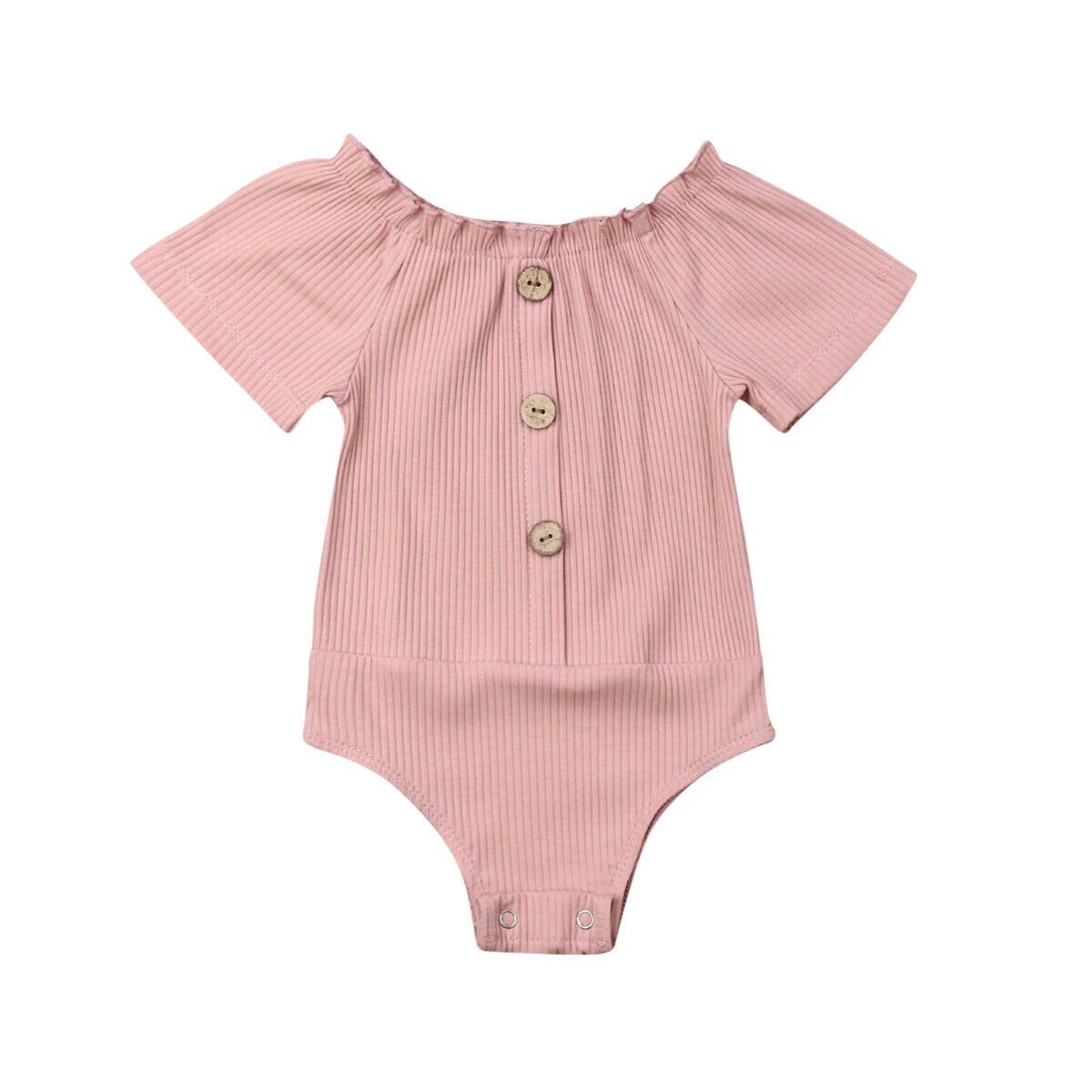 Citgeett Summer Solid Newborn Infant Baby Girls Short Sleeve Jumpsuit Bodysuit Outfits Casual Clothes