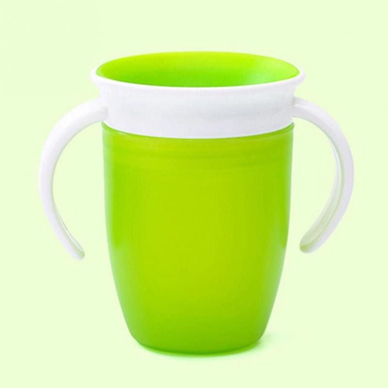 360 Degrees Rotated With Double Trainning Feeding Handle Water Leakproof Free Infant Cup lid Flip Bottle BPA Taza Safe Copo Baby