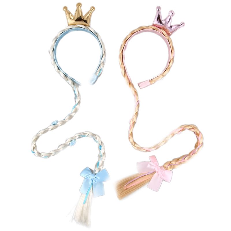 Princesswig Class Freeze Kid Girl Headband Braid Wig Hairband Princess Cosplay Wig 2 Pcs
