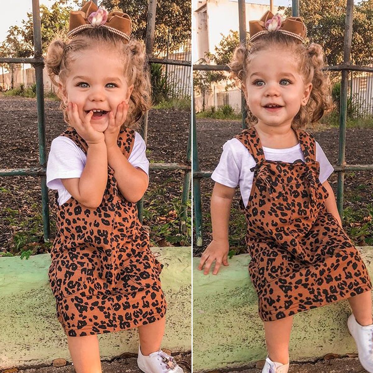 Baby Summer Clothing Kids Baby Girls Clothes Leopard Bib Braces Overalls Dresses Outfit 1-6Y