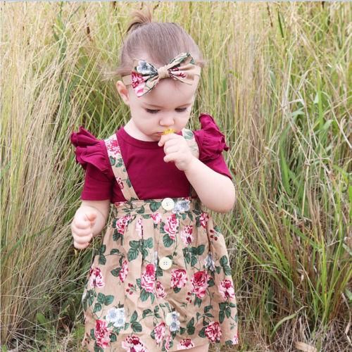 Newest baby girl clothes Short Sleeve O-Neck Romper+Print Dress +Print Bow Headband baby girl clothes set kiz bebek giyim