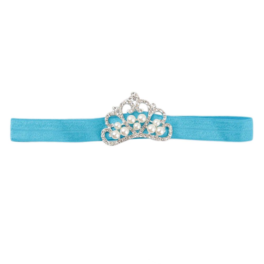 Cute Pearl Plated Crystal Crown Newborn Baby Kids Girl Hair Band Headwear