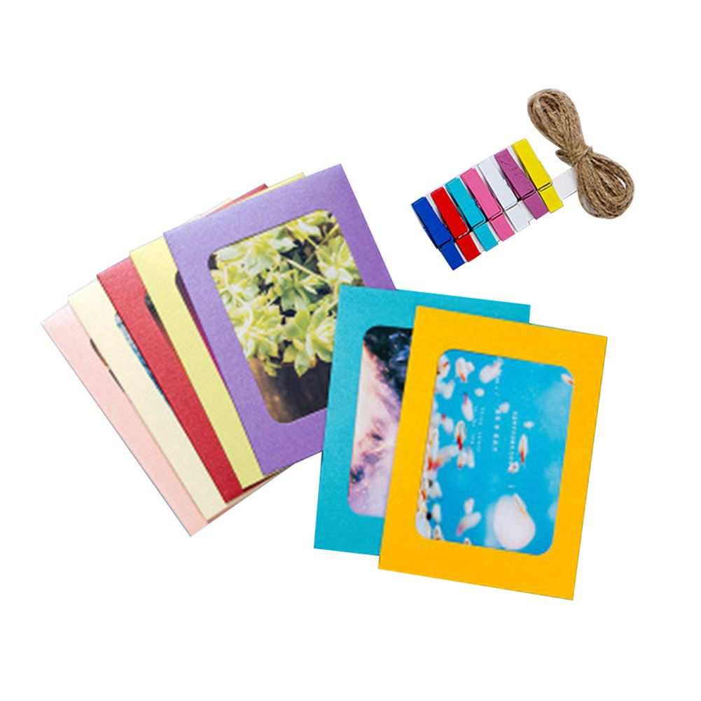 7Pcs Wood DIY Photo Frame Clip Rope Paper Picture Holder Wedding Wall Decor