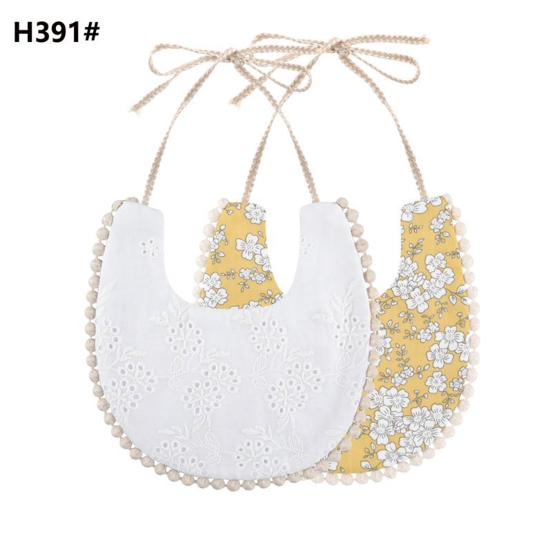 Baby Cotton Embroidery Double Side Bibs Toddler Saliva Towel Feeding Burp Cloths