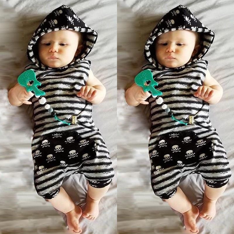 Baby Boys  Clothes Hooded Jumpsuit Romper Sleeveless Cotton Cute Sunsuit Outfits Baby Clothing 0-24M