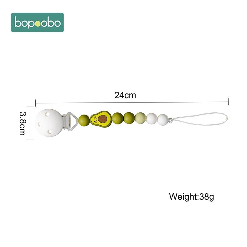 Bopoobo 1pc Baby Dummy Pacifier Chain Clip Silicone Avocado Bead Baby Toy Soother Nipples Holder Newborn Toy Feeding Accessories
