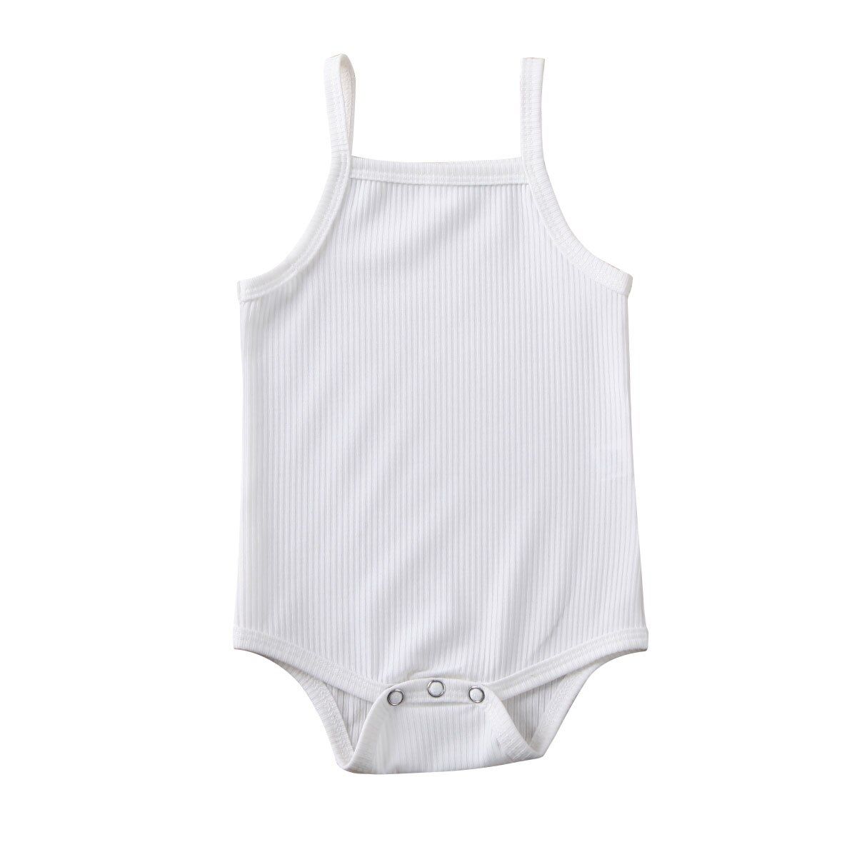 2020 Baby Summer Clothing Newborn Baby Boy Girl Sling Bodysuit Jumpsuit Sleeveless Outfit Ribbed Solid Clothes Set