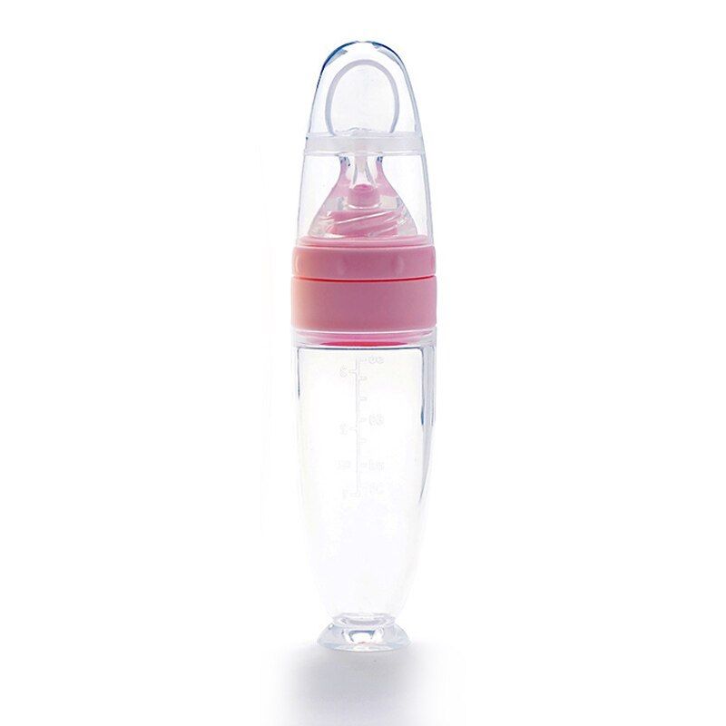 Baby Squeeze Feeding Spoon Silicone Feeding Bottle Training Spoon Cereal Food Spoon Baby Squeeze Type Complementary Food Feeder