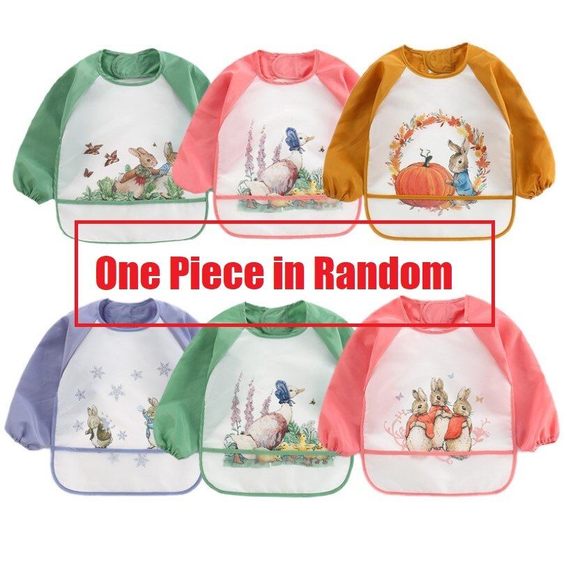 Baby Waterproof Bibs Aprons Long sleeve Burp Cloths Boys Girls Smock Feeding Bib Apron with Pockets children Eating Drawing Aids