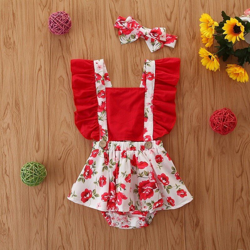 Baby Girl Clothes Splice Bodysuit Jumpsuit Playsuits Ruffled Outfit Summer Backless Sunsuit 3-24M	 BN4FT29526A1  FT29526A1