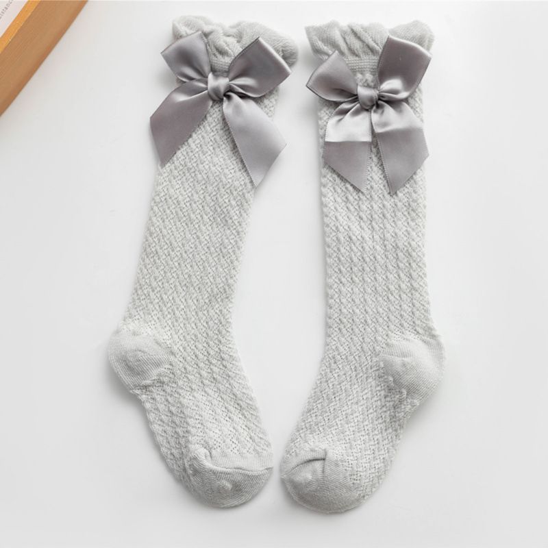 Summer Baby Girl Socks With Bow Cotton Mesh Breathable Kids Knee High Socks Children Toddler Cute Long White Pink Socks 0-3Y