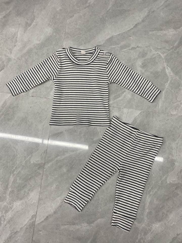 Baby's Clothing Set, Stripe Round Neck Long Sleeve Top and Pants Two-piece Suit for Photography Birthday Party