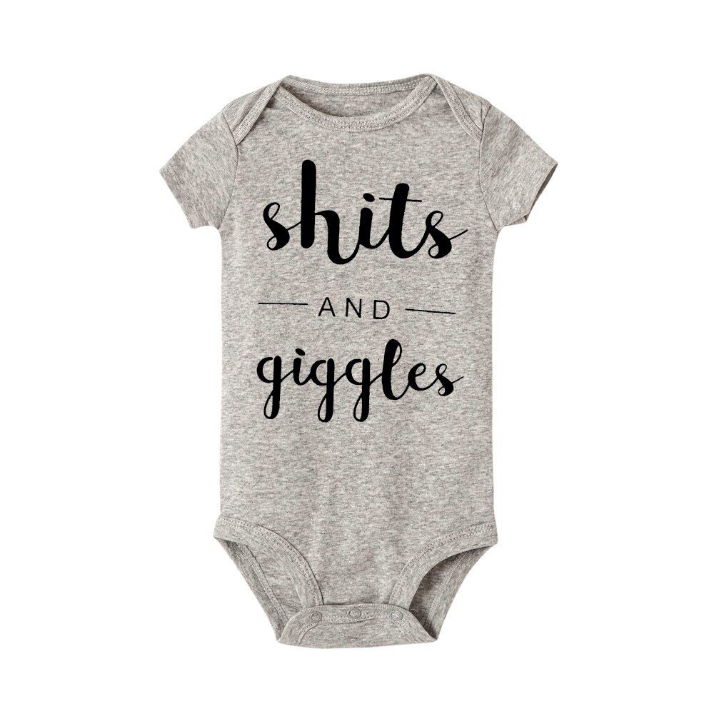 2020 Newborn Baby Boys Girls Summer Short Sleeve Shits and Giggles Letter Printed Jumpsuit Bodysuit Outfits Clothes