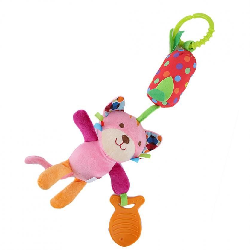 Baby Rattle Cartoon Child Animal Han g s for Bed Crib Stroller Infant Soft Plush Decoration Doll with Teet r