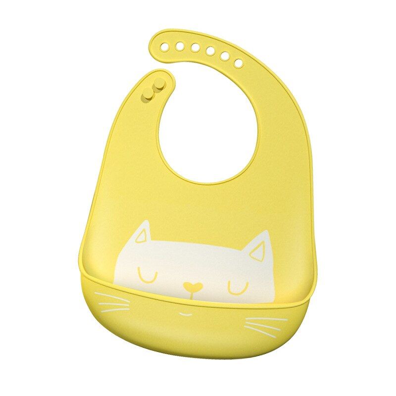 Baby Bib Silicone Waterproof Kid Feeding Scarf Cat Picture  Washable Tasteless Drool Pocket Adjustable Burp Cloths Bandana T2263