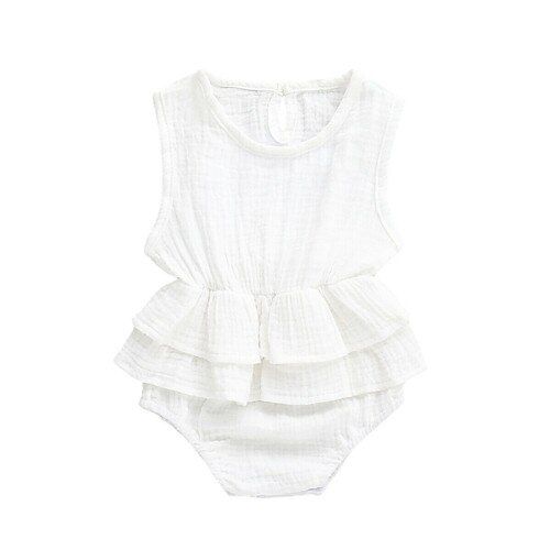 2019 Newborn Cotton Linen Romper Kids Baby Girls Clothes Sleeveless Ruffles Romper Cotton&Linen Toddler One-Piece Sunsuit Outfit