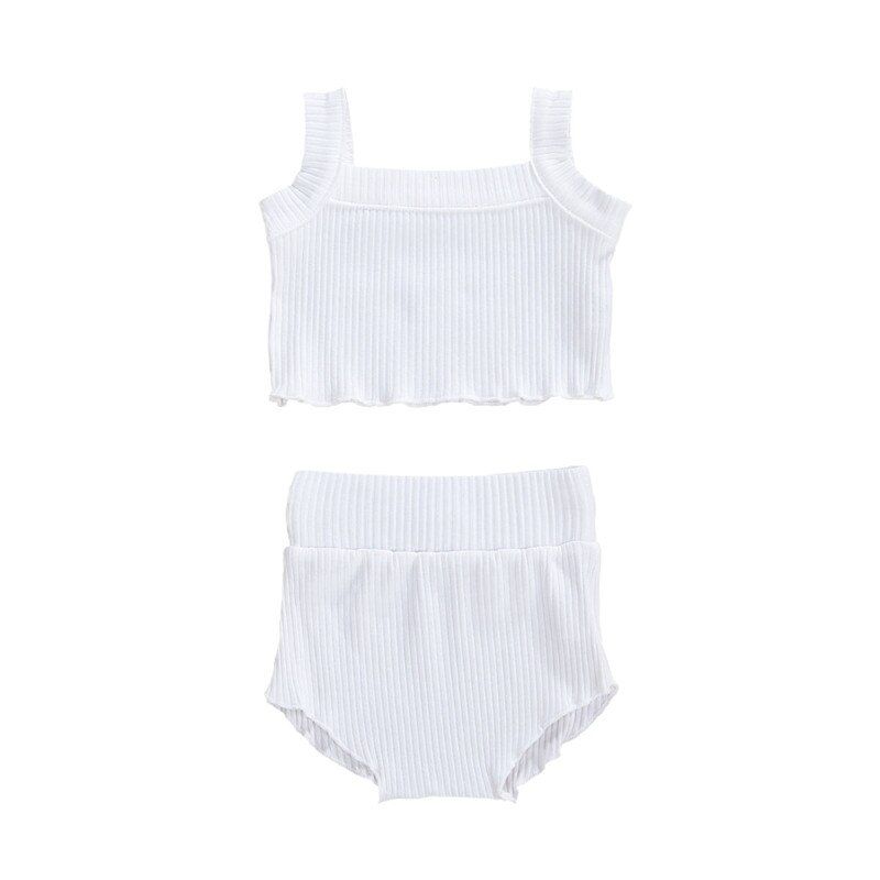 0-18M Baby Summer Clothing Toddler Newborn Boys Girls Ribbed Knitted Crop Tops+Shorts Infant Kids Casual Soft Cotton Outfits