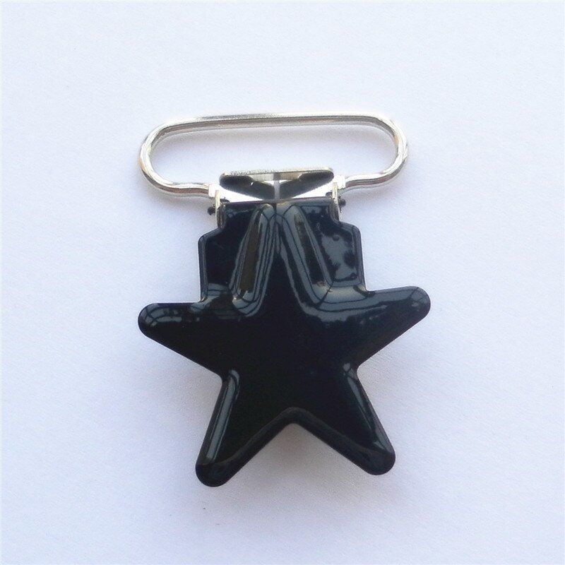 Chenkai 5pcs/lot 1'' 25mm star metal suspenders soothers holder clips DIY baby Shower dummy pacifier Chain clips Lead Free