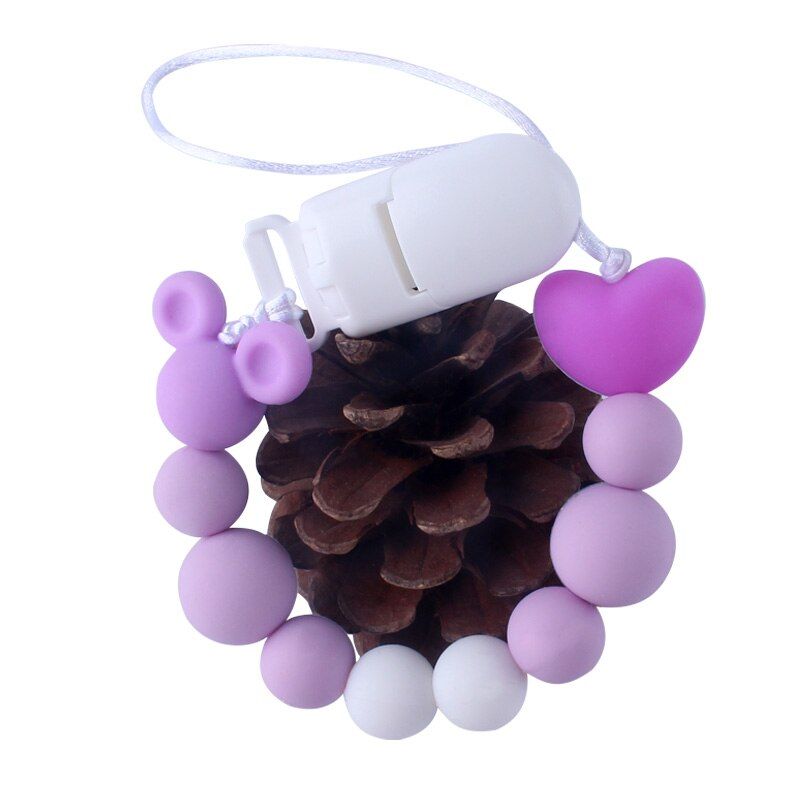 XCQGH Baby Silicone Pacifier Chain DIY Silicone Baby Molar Beads Multi-color Pacifier Chain Clip
