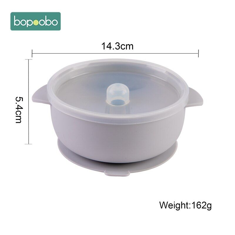 Bopoobo BPA Free Silicone Bowl Double Ears Baby Feeding Supplies 1PC Baby Silicone Chewing Food Grade Newborn Accessories Teeth
