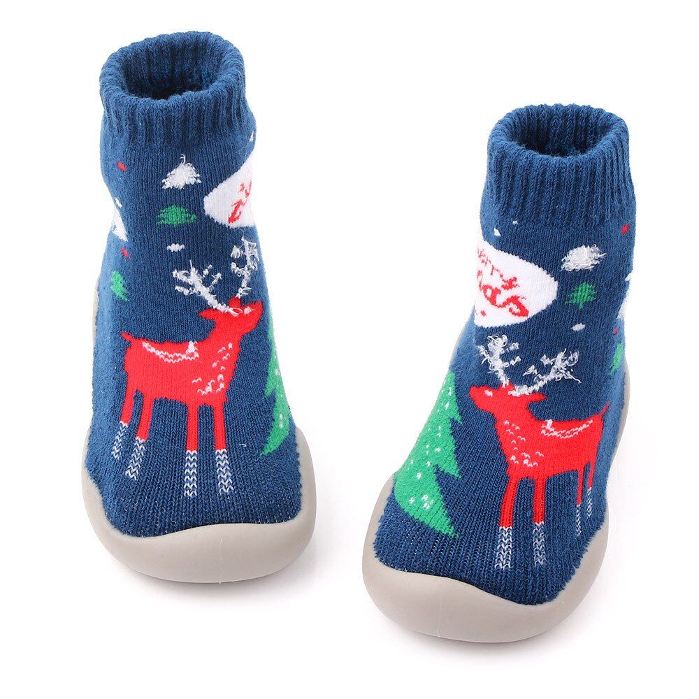 Children boots Christmas gift Soft Bottom Non-Slip Floor Toddler Girl Boy Shoes Socks With Rubber Soles Kids Baby Socks winter