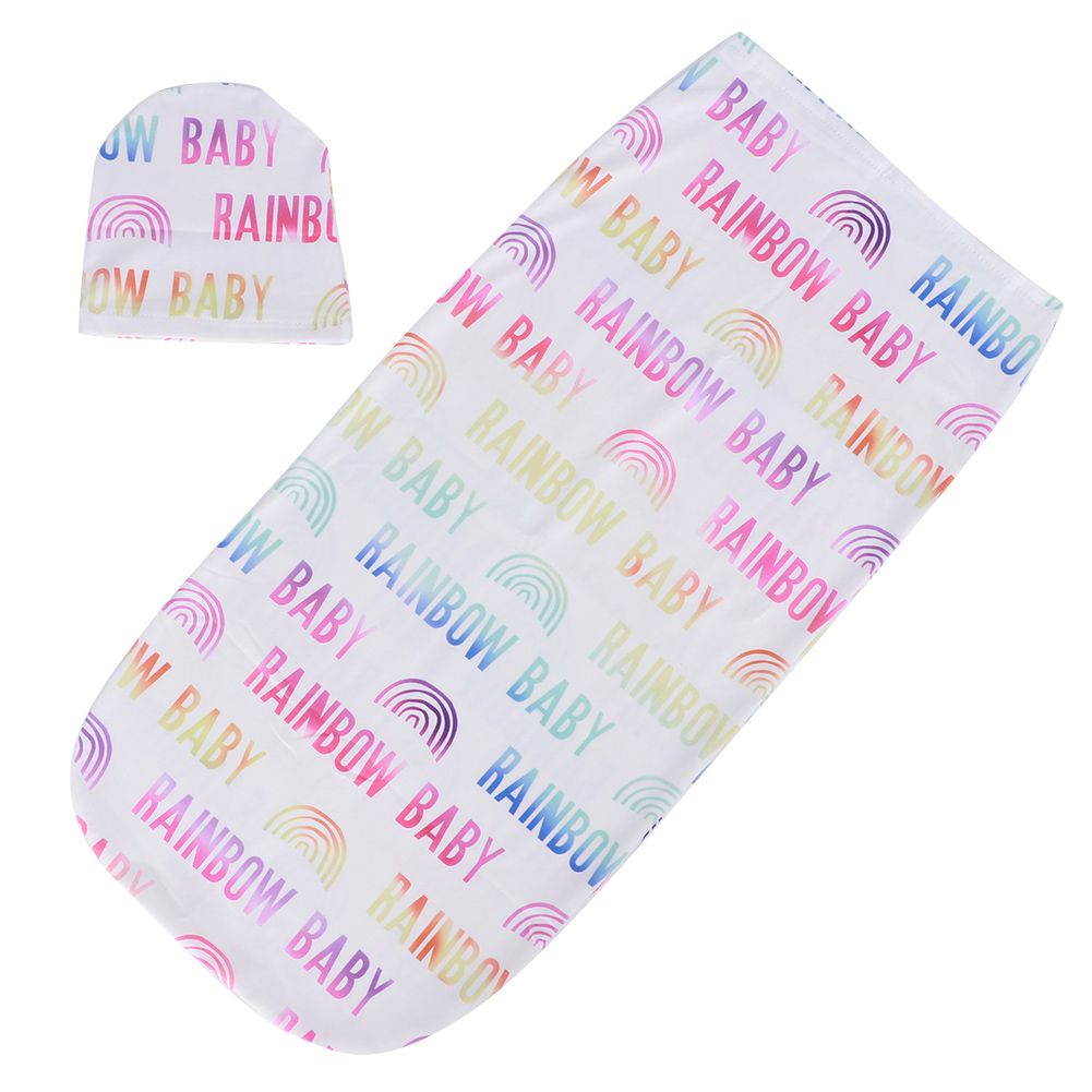Baby Bath Towel Warm Swaddling Bag Swaddle Blanket Convenient Infant Sleep for with Hat Headband