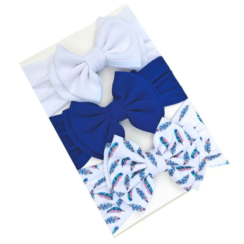 3 Pcs/Set Baby Girls Lovely Bow Hairband Elastic Wide Headband Stretch Knot Bandanas Turban Headdress Clothing Accessory