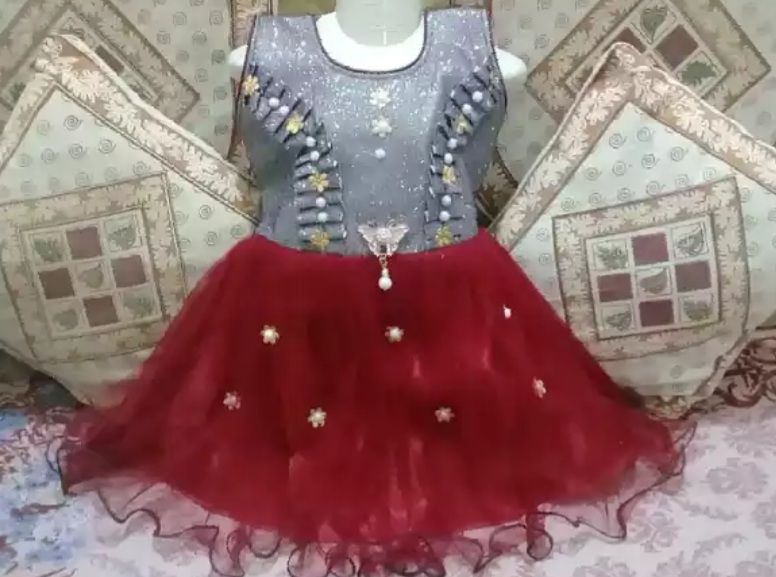 ( 1 to 9 year ) baby girl stylish new model princess frock type dress full summer eid collection