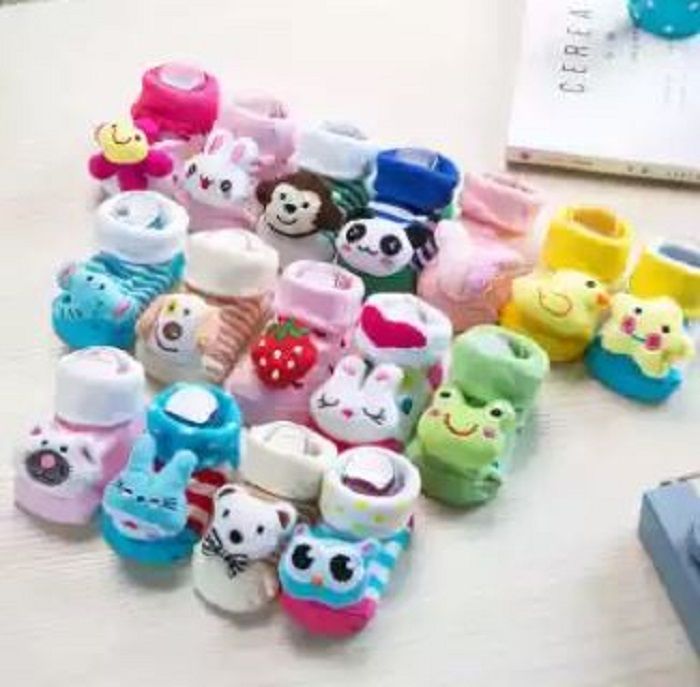 Cotton cartoon face socks shoes for newborns, 3-12 months (different colors)
