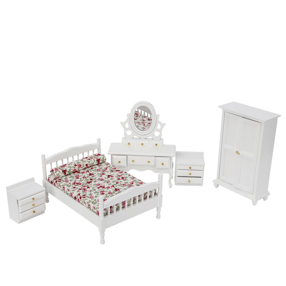 Doll House Furniture Wood Material Miniature Set Non-Toxic And Safety Home Kids for Adults Bedroom
