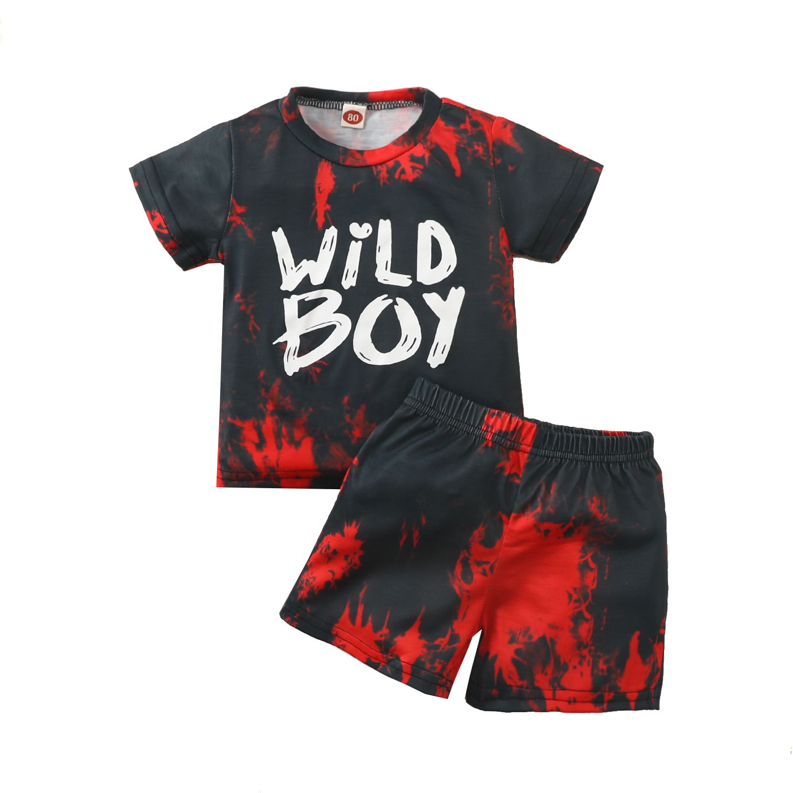 Long Sleeve Round Neck Dye Print Shirt Casual Shorts Pockets Pants