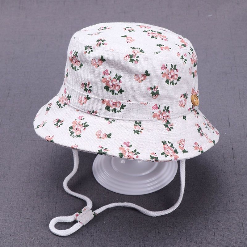 New Spring Fashion Cotton Baby Sun Hat Girl Panama Hats Floral Print Kids Visor Girls Bucket Cap Toddler Sun Hat Children Caps