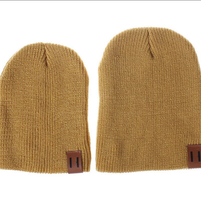 pudcoco Cute Family Matching Caps Winter Baby Kids Dad Mom Knitted Crochet Beanie caps Soft Warm Cotton Solid Knitwear Hats