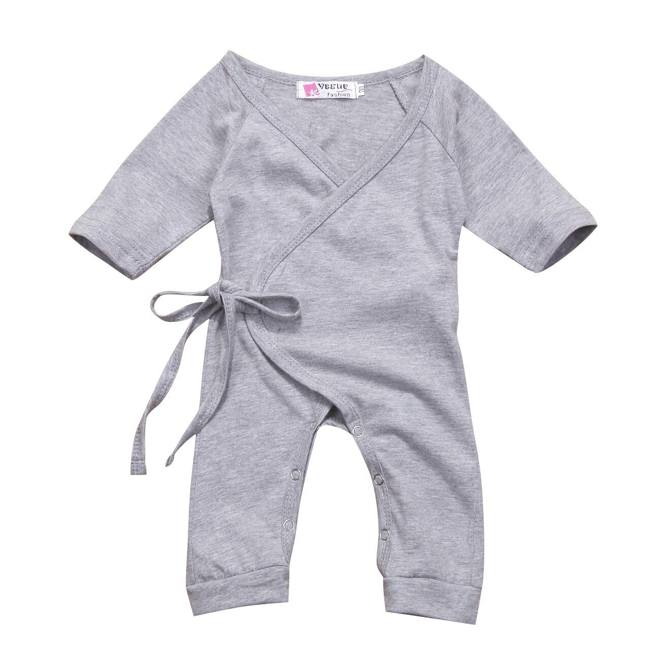 Newborn Infant Baby Boys Girls Angel Wing Solid Romper Jumpsuit Clothes Long Sleeve Casual Baby Clothing 0-24M