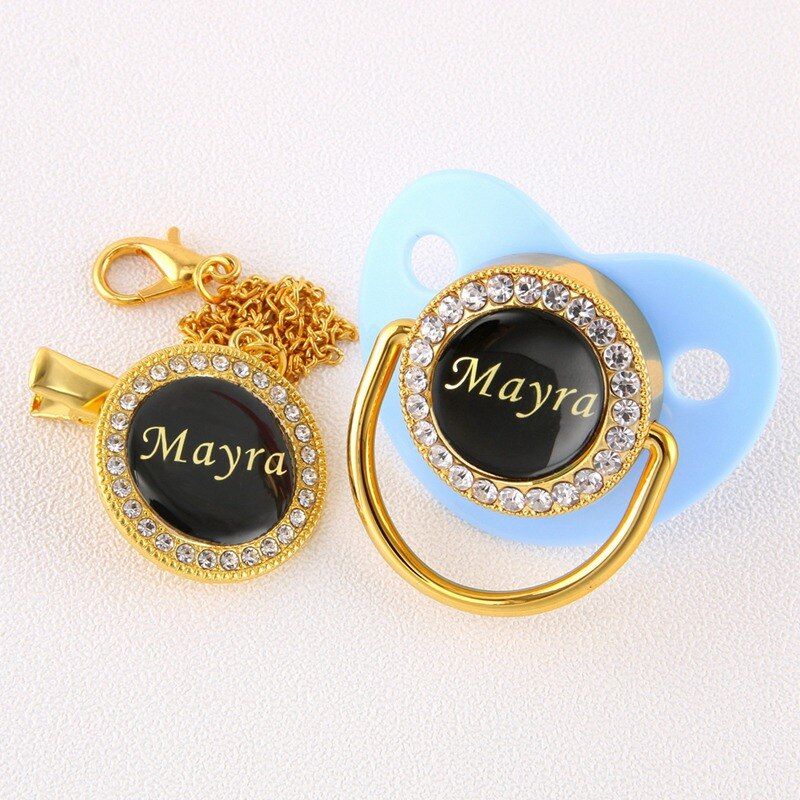 Luxury Personalized Baby Name Pacifier & Clip Set Transparent Pacifier Orthodontic Silicone Nipple Drop Shipping Welcome