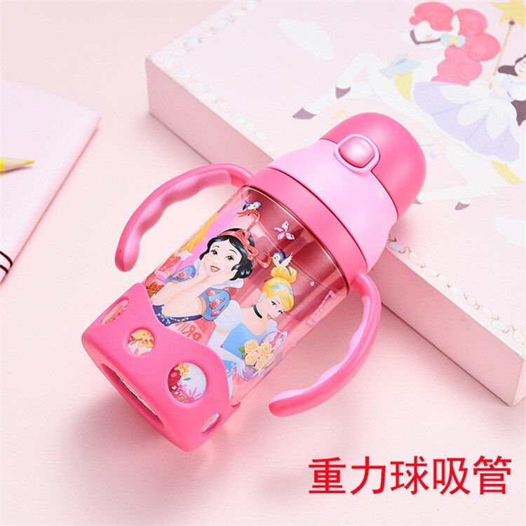 Disney Children Press The CupS Handle Baby With Straw Leak-proof Tritan Sports Bottles flip Student Resistance To Falling Kettle