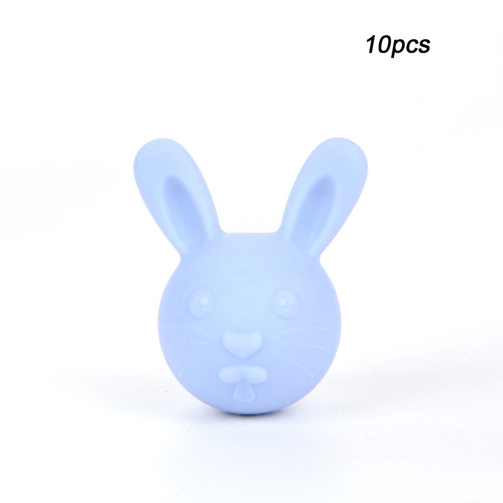 LOFCA 10pcs Rabbit Teething Beads Silicone BPA-Free Baby Teethers  Animal Bunnies Silicone Beads For Necklace Dental Care