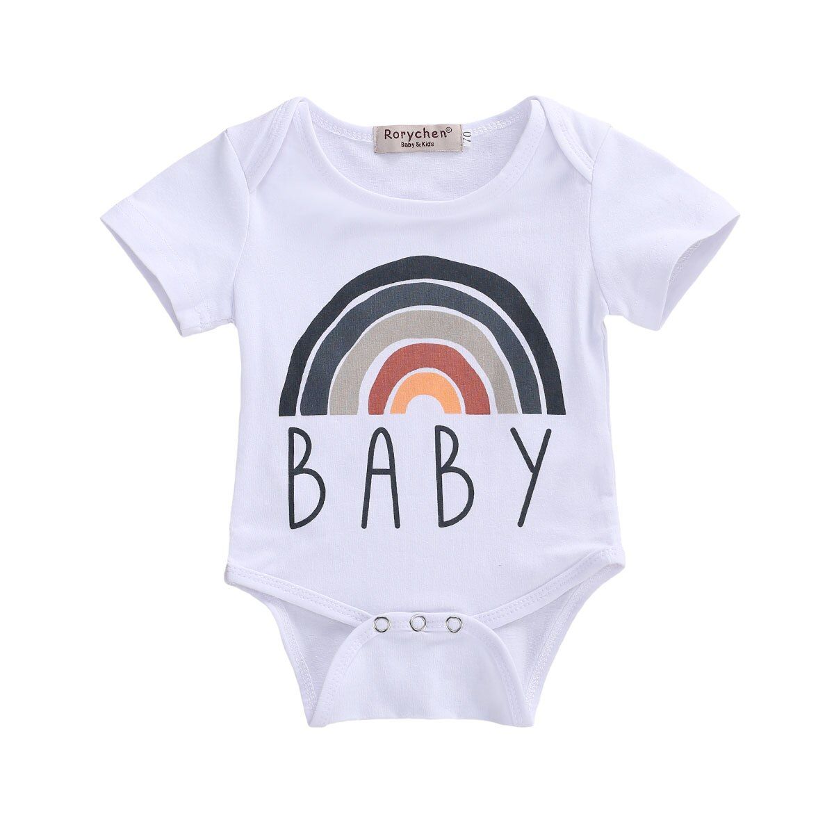 2020 0-18M Newborn Infant Boy Girls Cotton Rompers Summer Rainbow Striped Print Short Sleeve Jumpsuit Playsuit One Piece Outfit