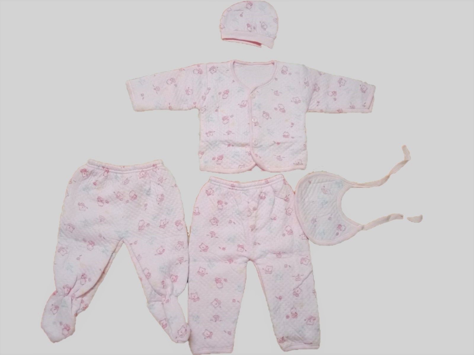 woolen New Born Baby Winter Dress Set-pink